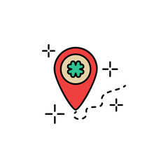 Location, clover icon. Element of color St Patricks day icon. Premium quality graphic design icon. Signs and symbols collection icon for websites, web design, mobile app