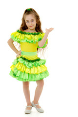 Little girl is showing a finger