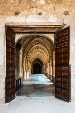 Corridor inside the cloister of the Monastery of Piedra