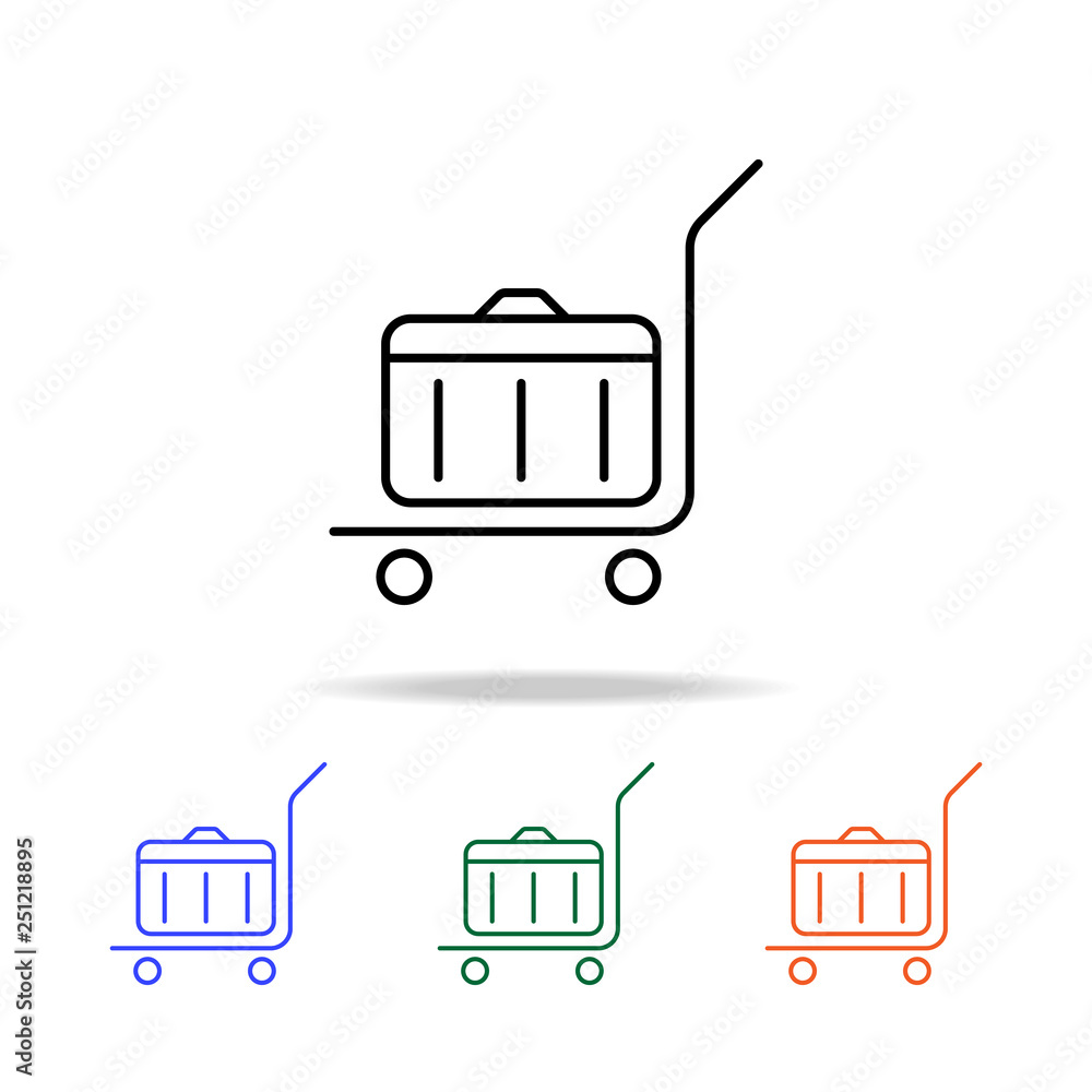 Poster luggage on a cart icon. elements of simple web icon in multi color. premium quality graphic design i