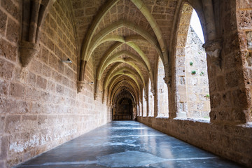 Corridor inside the cloister of the Monastery of Piedra
