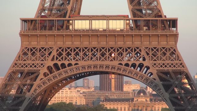 Image with Paris Downtown Buildings and Eiffel Tower in Sunset Light 