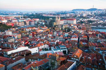 Fototapeta na wymiar Aerial view of old Porto downtown - Portugal.