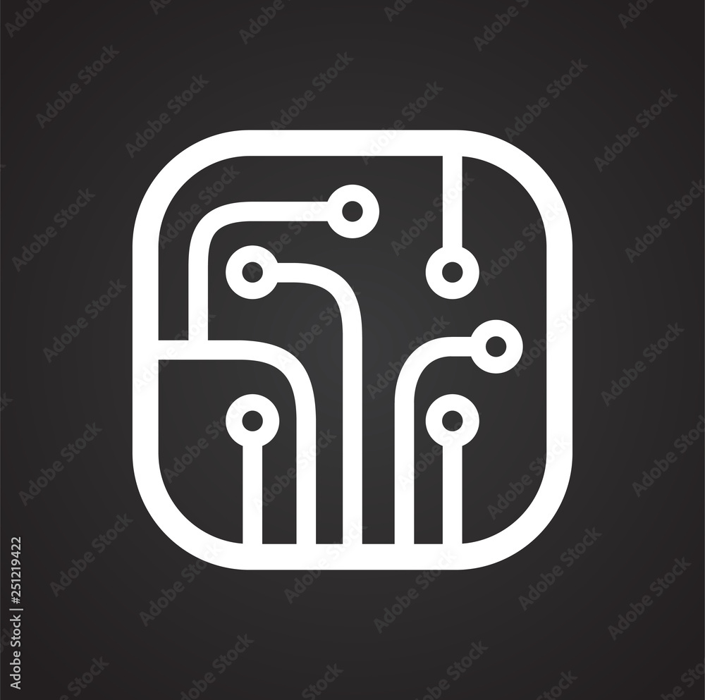 Wall mural electronic circuit icon on black background for graphic and web design, modern simple vector sign. i