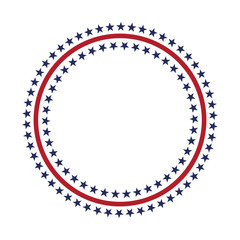 USA star vector pattern round frame. American patriotic circle border with stars and stripes pattern.