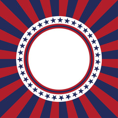 USA star vector pattern round frame. American patriotic circle border with stars and stripes pattern.