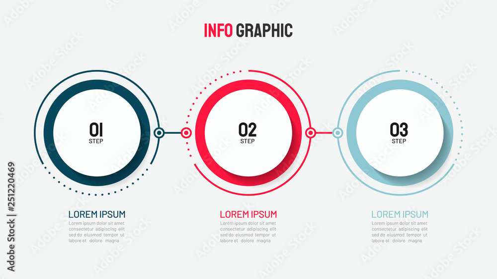 Poster timeline infographic design with circle for business template. vector 3 steps.