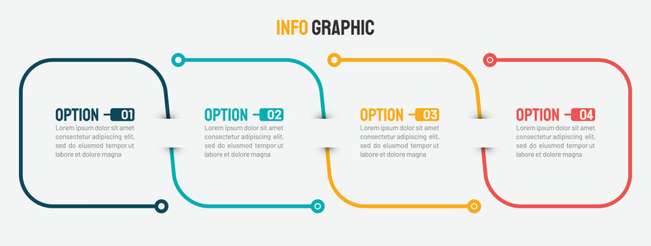 Thin line infographic template. Timeline with 4 option. Vector.