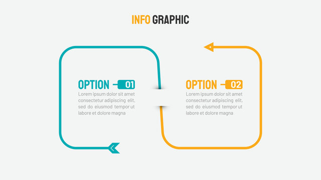 Thin line infographic process design with 2 option and arrow. Vector business template for presentation.