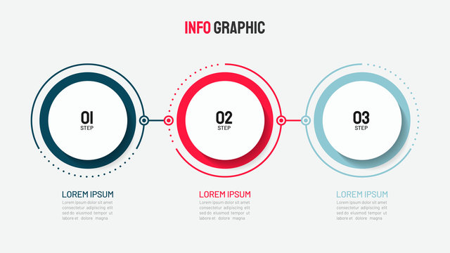 Timeline infographic design with circle for business template. Vector 3 steps.