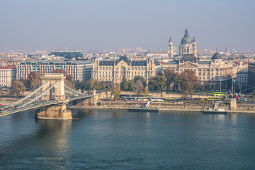 Budapest Hungary, city skyline at St. Stephen's Basilica