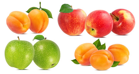Collage of fresh fruits isolated on white background with clipping path
