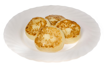 pancakes a dish of food from the restaurant. isolated background. view from above. side view