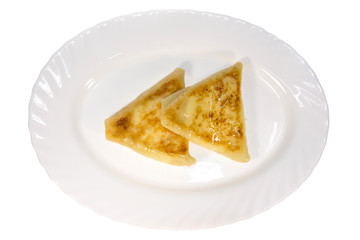 pancakes a dish of food from the restaurant. isolated background. view from above. side view