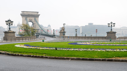 Fototapeta na wymiar The Chain Bridge in Budapest, Hungary, Europe