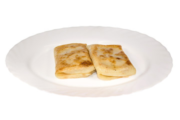 pancakes a dish of food from the restaurant. isolated background. view from above. side view