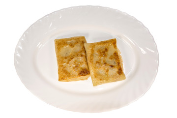 pancakes a dish of food from the restaurant. isolated background. view from above. side view