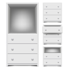 Chest of drawers isolated on white vector illustration