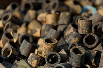 Cut metal pipes. Pipe cutting. Carbon dioxide production plant. Colorless gas. Gas withdrawal....