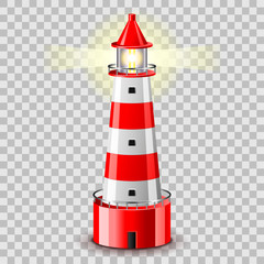 Lighthouse building isolated on grey vector illustration