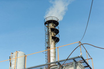 Carbon dioxide production plant. Colorless gas. Gas withdrawal. Industry. Plant for the production...