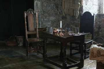 table and chairs in castle
