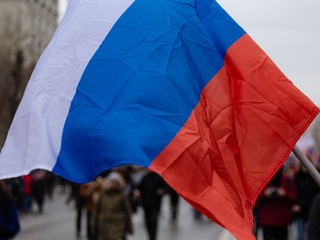 Flag of the Russian Federation at the rally