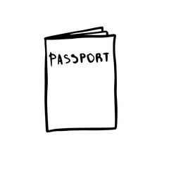 Passport, a hand drawn vector doodle illustration of a passport
