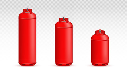 Creative vector illustration of gas cylinder, tank, balloon, container of propane, butane, acetylene, carbon dioxide isolated on transparent background. Art design template. Abstract concept element
