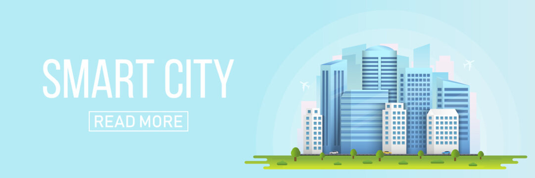 Creative vector illustration of smart city urban landscape isolated on transparent background. Art design social media communication internet network. Abstract concept buildings, skyscrapers element