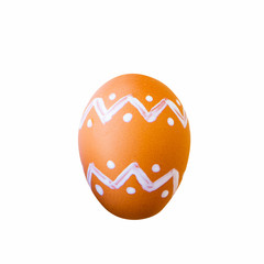 Easter brown egg with white pattern hand drawing one isolated on white background
