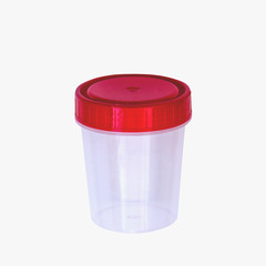 Plastic white container with red lid isolated on white background