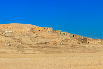 Uninhabited village of Kurna (also Gourna, Gurna, Qurna, Qurnah or Qurneh) located on the West Bank of the River Nile opposite the modern city of Luxor in Egypt near the Theban Hills