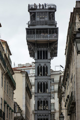 Fototapeta premium Lisbon, Portugal, 10 June 2018: The Santa Justa Lift as one of the tourist attractions of Lisbon