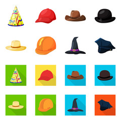 Isolated object of clothing and cap icon. Set of clothing and beret vector icon for stock.
