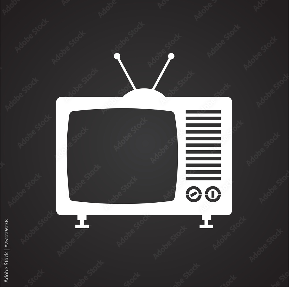 Poster tv icon on black background for graphic and web design, modern simple vector sign. internet concept.