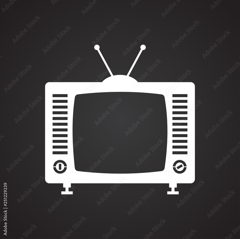 Poster tv icon on black background for graphic and web design, modern simple vector sign. internet concept.