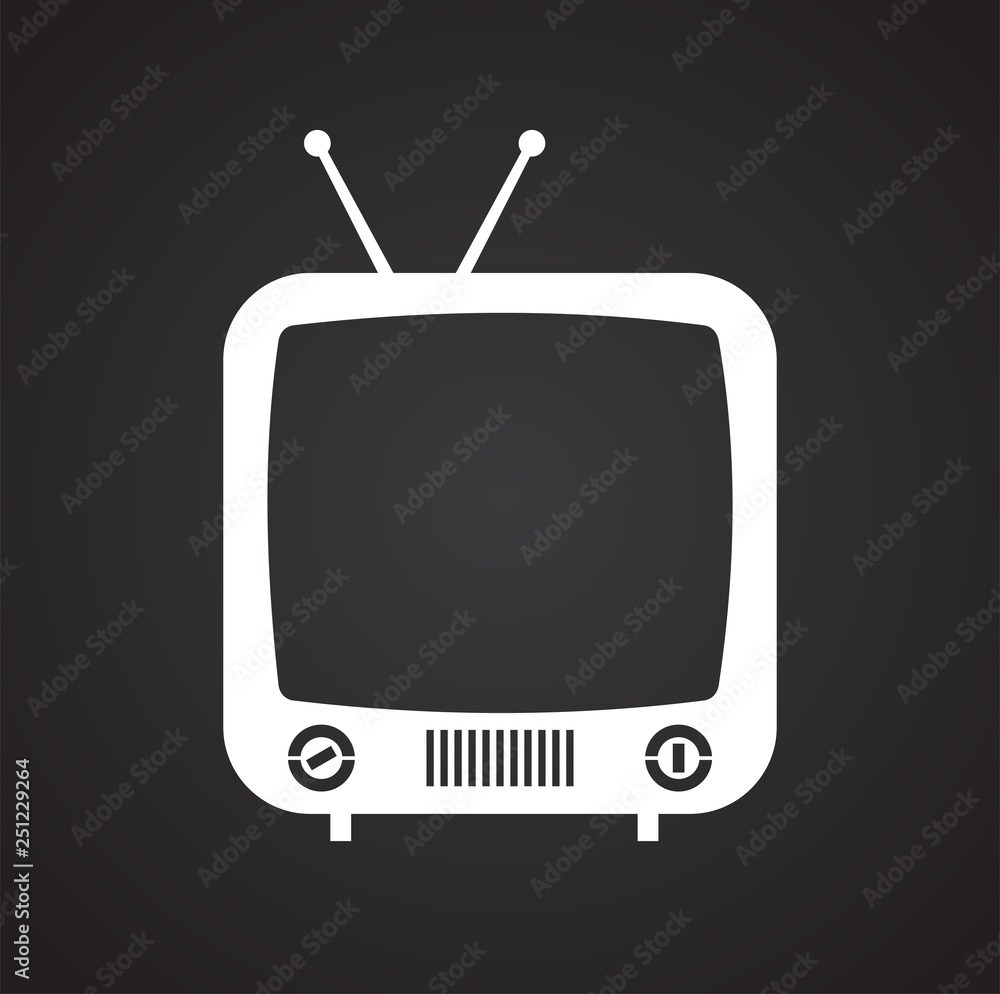Poster tv icon on black background for graphic and web design, modern simple vector sign. internet concept.