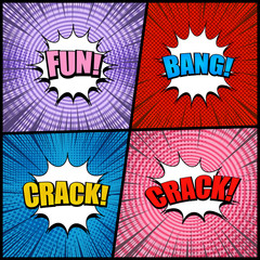 Comic bright backgrounds set