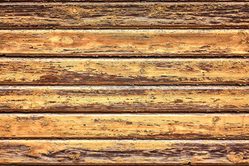 Old wooden background with horizontal boards. Old wooden wall