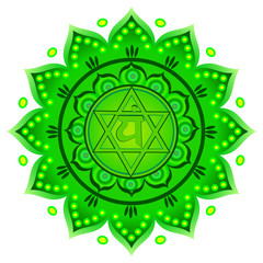 Circle mandala pattern. Anahata chakra vector illustration.