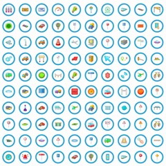 100 city icons set in cartoon style for any design vector illustration