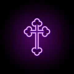 orthodox cross outline icon. Elements of religion in neon style icons. Simple icon for websites, web design, mobile app, info graphics