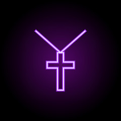 Fototapeta premium cross pendant outline icon. Elements of religion in neon style icons. Simple icon for websites, web design, mobile app, info graphics