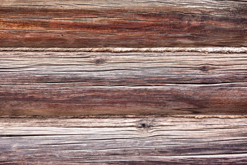 Naklejka premium Old wooden background with horizontal boards. Old wooden wall