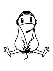 zocken gamer konsole controller spielen spaß computerspiel headset steuern rabe krähe sitzend boden vogel küken vögelchen comic cartoon süß niedlich clipart design cool gemalt