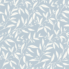 Plants hand drawn color seamless pattern - 251230635