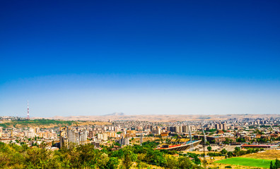 Obraz premium Panoramic view over Yerevan City, view with majestic Ararat mountain, Armenia