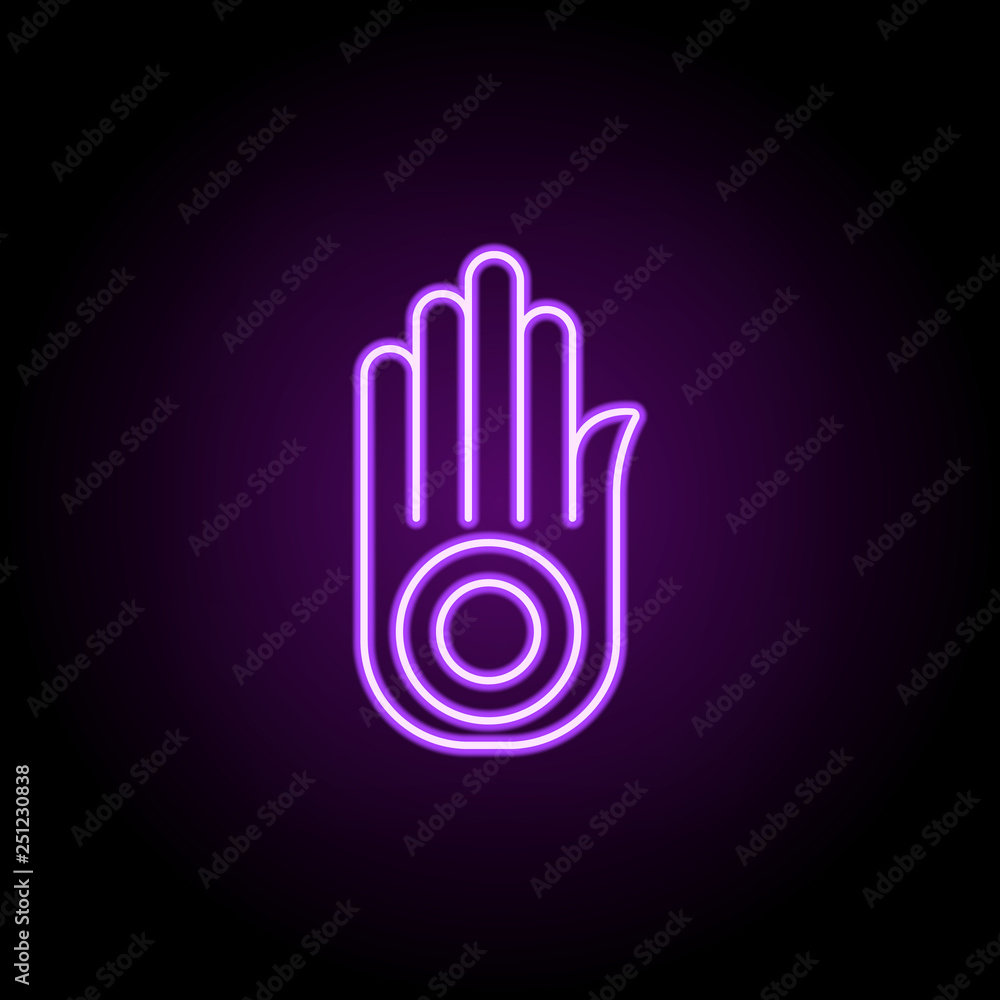 Poster jainism outline icon. elements of religion in neon style icons. simple icon for websites, web design