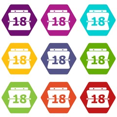 Sheet calendar icons 9 set coloful isolated on white for web